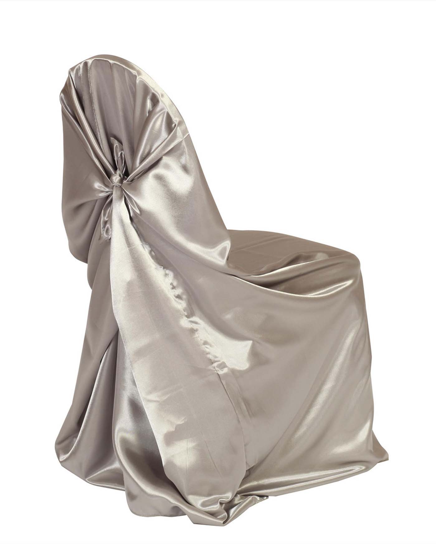 Silver Satin Universal Chair Cover